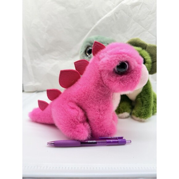 Set of 3 Adventure Planet 8" Baby Dinosaurs Green & Pink Plush Stuffed Animals - Picture 10 of 12
